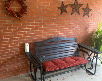 glider and items on patio