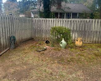 view in back yard with fence