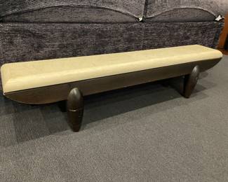 Another view of the Limestone and wood bench by Christian Liaigre and Holly Hunt - (17" x 70.5" x 12") - small scratches on lower legs - otherwise in very good condition.