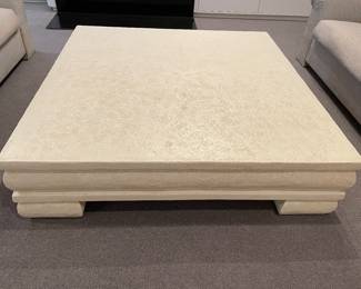 60" Square low profile faux stone table - unmarked - 15.75" x 60") - excellent condition