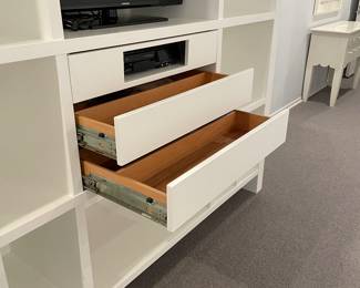 Another view of the center drawers in the Wall bookcase / entertainment center - white - custom