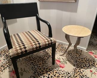 Wood armchair with upholstered seat by Christian Liaigre for Holly Hunt and marble and aluminum 3-monoped legs (20.5" x 15.75")