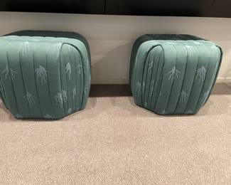 upholstered ottomans (custom)- round - excellent condition - pair