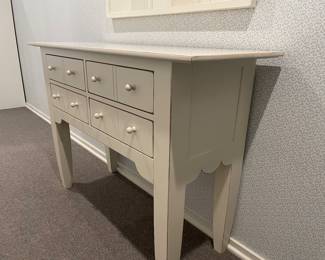 Another view of the 4-drawer ivory painted console - waxed - (48" x 17" x 33") - excellent condition by De Cristgaro for Lexington