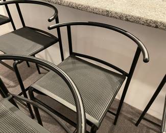 Another view of the Baleri Italian bar stools after Philippe Stark - set of 8 - metal legs and back (33" x 21" x 16") - excellent condition
