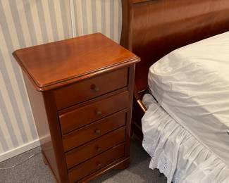Another view of the Grange French Louis Philippe cherry wood nightstand chest with 5 drawers - pair available