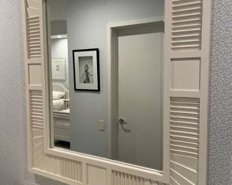 Another view of the Ivory mirror (38" x 44") with beveled mirror edge - by Lexington - excellent condition