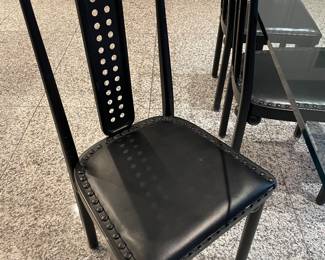 Black leather seats and and metal side chairs (6) designed after Joseph Hoffman (39.25" x 17.5" x 17.5") - excellent condition