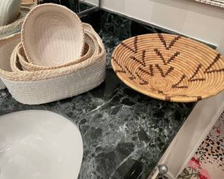 Hand-Woven basket and utility baskets (set of 4)