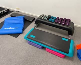 aerobic stepper - set, padded mat, and yoga mat
