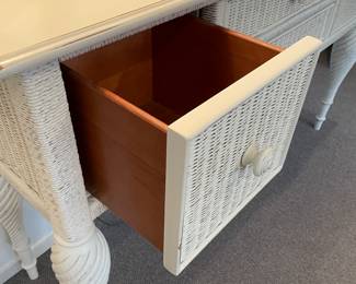 Drawers on the painted sideboard (wood with woven details) by Lexington (60" x 17" x 37") - excellent condition