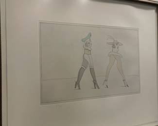 Saul Steinberg (1914 - 1999) - "Legs": 1992 - 6 color etching; initial and editioned 27/50 (11.75" x 17.75")