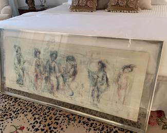 Hibel - Six Komono Ladies - Geishas - print in good condition, frame has some wear
