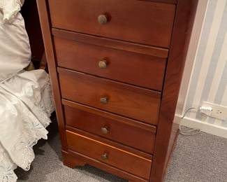 Another view of the Grange French Louis Philippe cherry wood nightstand chest with 5 drawers - pair available