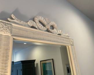 Wood box detailing on top of mirror by Lexington - beveled edge mirror (total size 28.25" x 43")