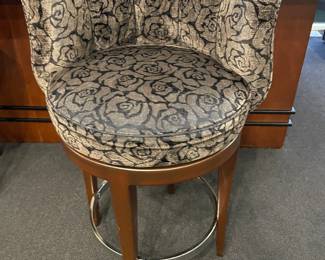Another view of the Bar Stools - (counter height) - 21st century: swivel with polished mahogany with stainless - good condition - set of 4