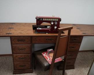 Viking 6570 sewing machine in cabinet with chair