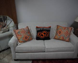 sleeper love seat (less than a year old), pillows, mirror
