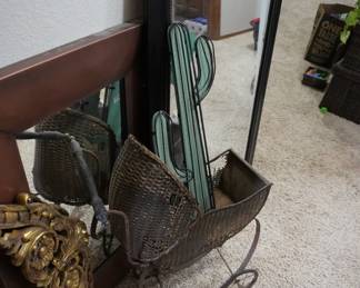 wicker  basket, decor, mirror