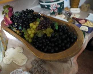 dough bowl, plastic fruit