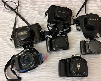 Yashica, Honeywell Pentax, Minolta, Cannon Powershot cameras 