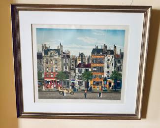Michel Delacroix "Au Crai Saumur" framed lithograph.  Signed and numbered.