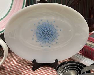 Fire King Milk Glass Mosaic Pattern Serving Tray 