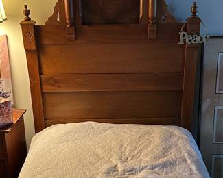 Antique Victorian Carved Wood Bed Frame 