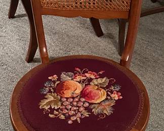 Vintage Cane and Needlepoint Chair 