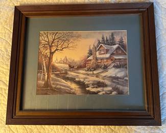 Signed Winter Landscape Print 