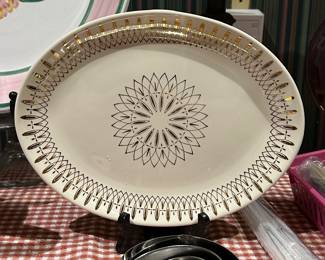 Mid Century Style Gold Pattern Serving Platter 