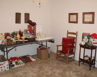 visit the Christmas room for vintage Christmas decorations and new in the box Nikko Christmas dishes