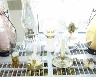 Glass Oil Lamps, Lanterns, Candle Holders