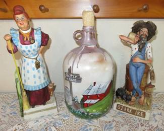 Vintage Landlady Decanter, McCormick Ozark Ike Decanter & Hand Painted  Jug