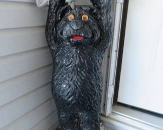 Black Bear Holding Fish Welcome Statue