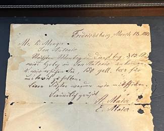 Antique German Fredericksburg letter re: beer order