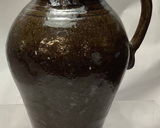 EARLY SALT GLAZED PITCHER, 11.5’’ H, FIRING SEPARATION ON THE LIP