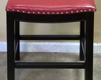 FAUX RED LEATHER BAR STOOL