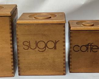 (4) DOVE TAILED WOOD CANISTERS