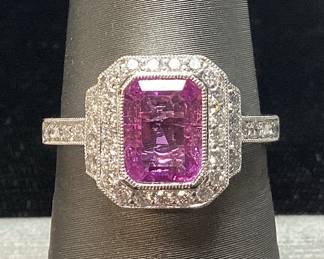 PLATINUM SAPPHIRE & DIAMOND RING, SIZE 7.25, 1.65cts SAPPHIRE, 0.47cts DIAMONDS, 6.8g TOTAL WEIGHT, G.I.A. CERTIFIED, GGA APPRAISAL $13,920.00