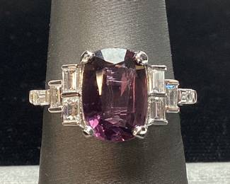 PLATINUM SPINEL & DIAMOND RING, SIZE 7, 2.93cts SPINEL, 0.51cts DIAMONDS, 6.1g TOTAL WEIGHT, AIGL APPRAISAL $12,586.00