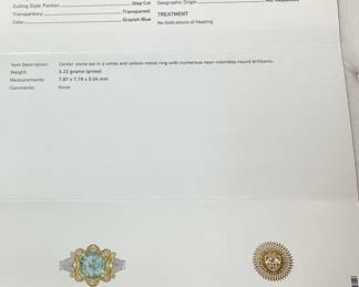 18KT TWO TONE GOLD SAPPHIRE & DIAMOND RING, SIZE 6.75, G.I.A. CERTIFIED NO HEAT SAPPHIRE, 2.67cts SAPPHIRE, 0.30cts DIAMONDS, 5.4g TOTAL WEIGHT, GGA APPRAISAL $18,570.00