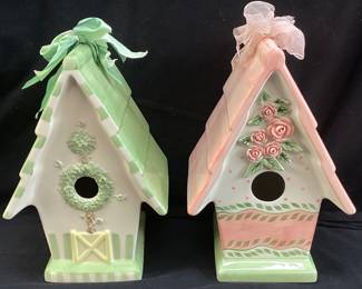 (2) 1998 & 1999 MUDPIE DECORATIVE BIRD HOUSES