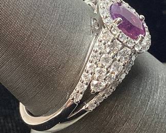 PLATINUM KASHMIR SAPPHIRE & DIAMOND RING, SIZE 6.75, 0.87cts SAPPHIRE, 0.56cts DIAMONDS, 6.2g TOTAL WEIGHT, G.I.A. CERTIFIED RARE UNHEATED KASHMIR SAPPHIRE, AIGL APPRAISAL $13,532.00