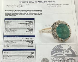 14KT YELLOW GOLD EMERALD & DIAMOND RING, SIZE 6.5 2.00cts EMERALD, 0.82cts DIAMONDS, 5g TOTAL WEIGHT, GGA APPRAISAL $11,540.00