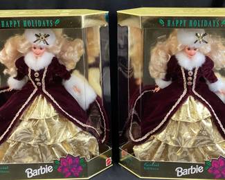(2) 1996 HAPPY HOLIDAY BARBIE DOLL