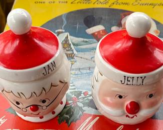 Vintage Mr. and Mrs. Claus Jam and Jelly Holders