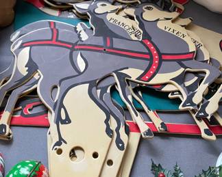 Vintage Plastic Santa and Reindeer Yard Decor