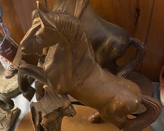 Carved Wooden Horse Figures