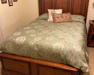 This gorgeous bed is for sale along with two side tables snd a dresser. The comforter is also for sale.
